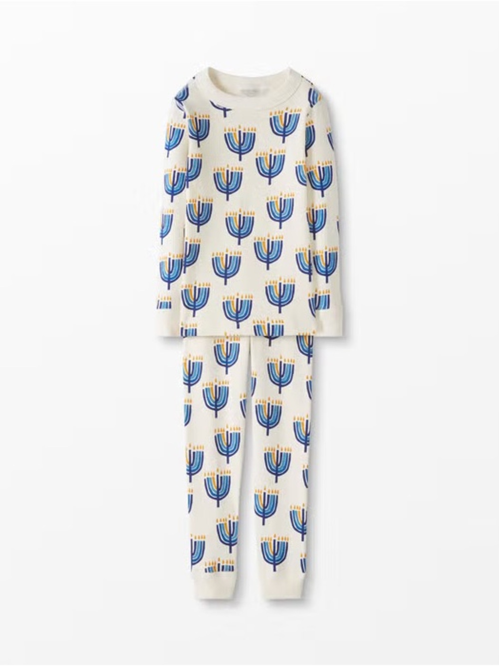 Hanna Andersson organic cotton Hanukkah menorah long john pajama set size 5